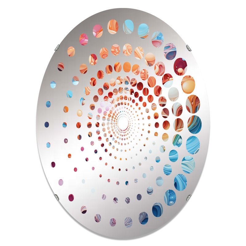Intricate Multicolor Drip Paint I - Miroir décoratif à points spiralés - MIR111471-Ovale, L 20 po x H 30 po