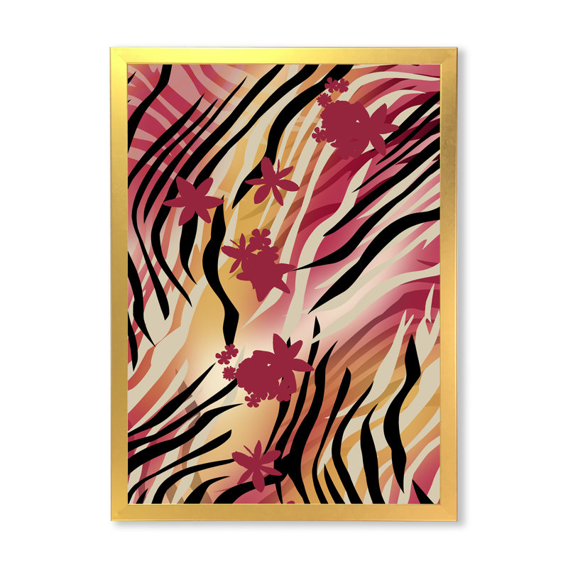 Peau de zèbre III - peinture, H 20 po x l 12 po x P 1 po, Toile avec cadre photo doré
