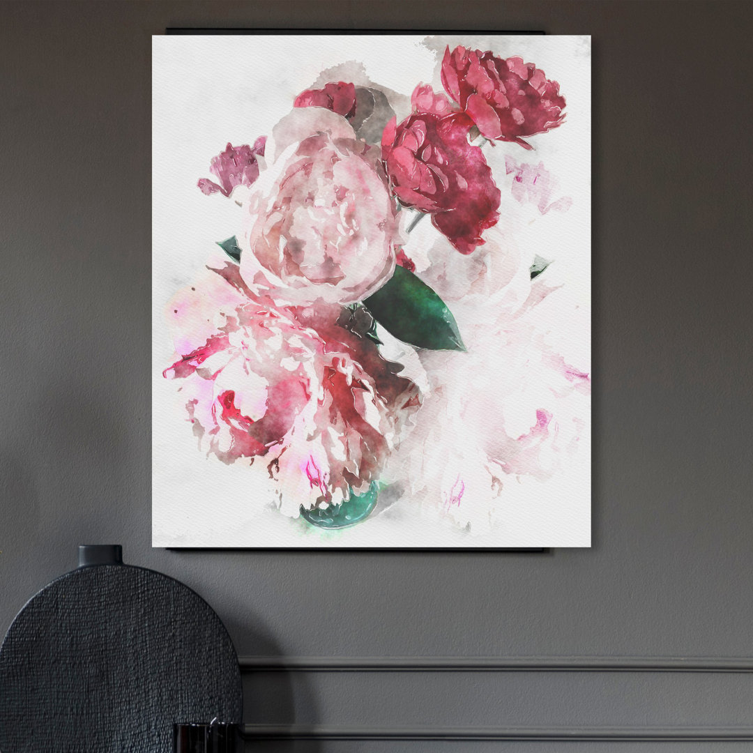 'Peony Vase' Painting on Wrapped Canvas