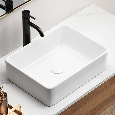 Wilke 19"X15" Rectangular White Ceramic Vessel Sink For Modern Bathroom, Finely Polished, Acid - Proof, Newly Packaged Contemporary Rectangle Above Counter Indoor/Outdoor Suitability, Long Term Reliability