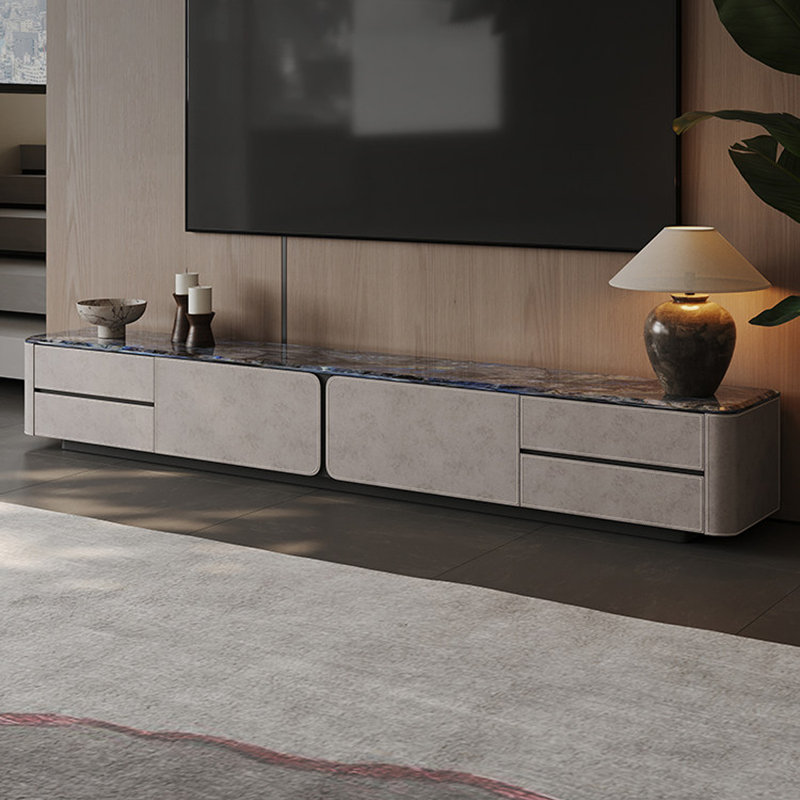 Meuble télé moderne en bois manufacturé gris Griotte, 94.49