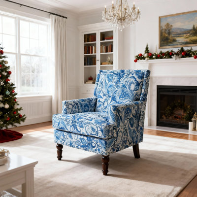 Fauteuil d'appoint rembourré classique avec garniture cloutée