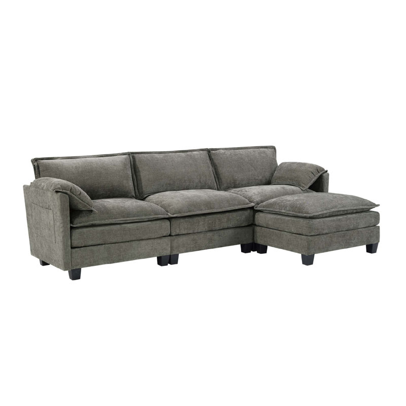 Canapé modulaire en L avec rangement et confort en nuage