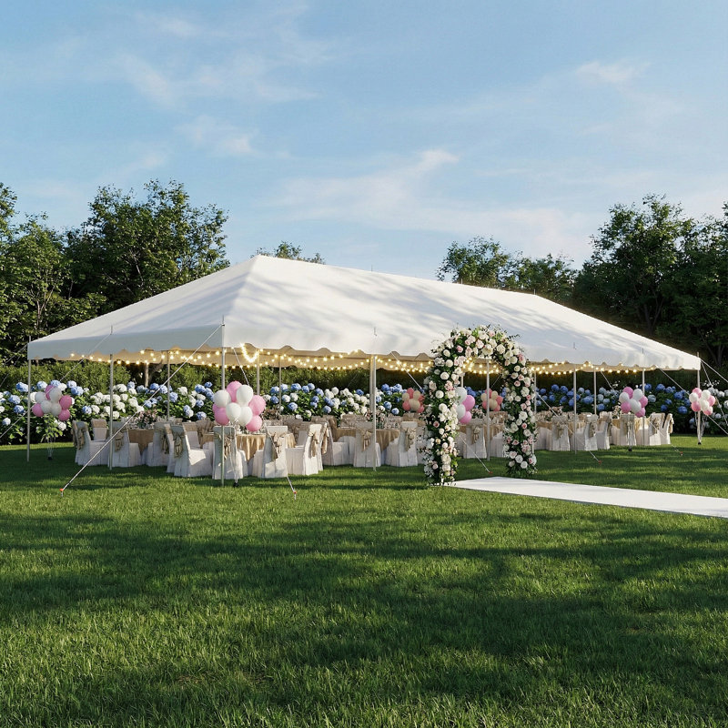 20X50Ft Heavy Duty Party Tent, Outdoor Canopy With Carry Bags, White Event Tent For 120 People, Wedding & Gathering Shelter