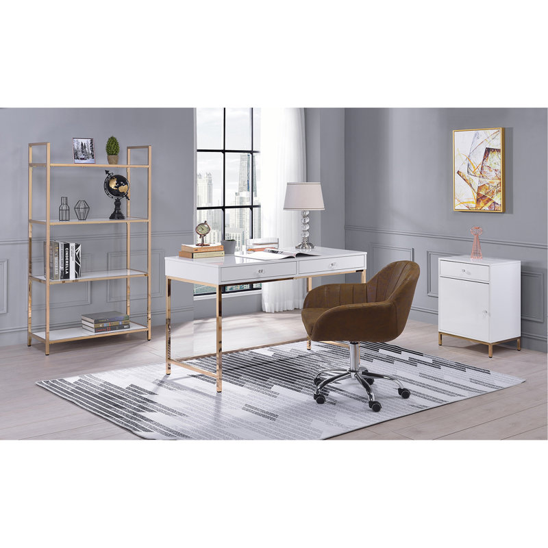 Bureau d'écriture à 2 tiroirs, Blanc