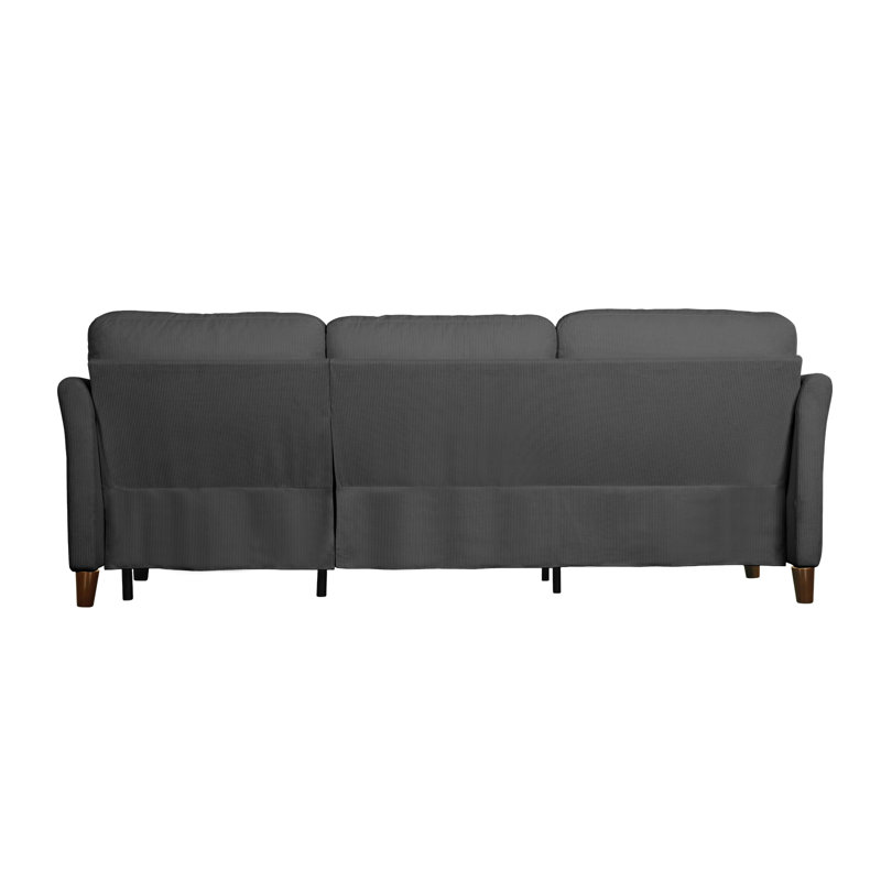 88.5'' W Corduroy Upholstered  L Shape Sofa With Chaise Lounge, Hidden Storage & Side Pockets, Solid Wood Legs And Anti-Slip Pads
