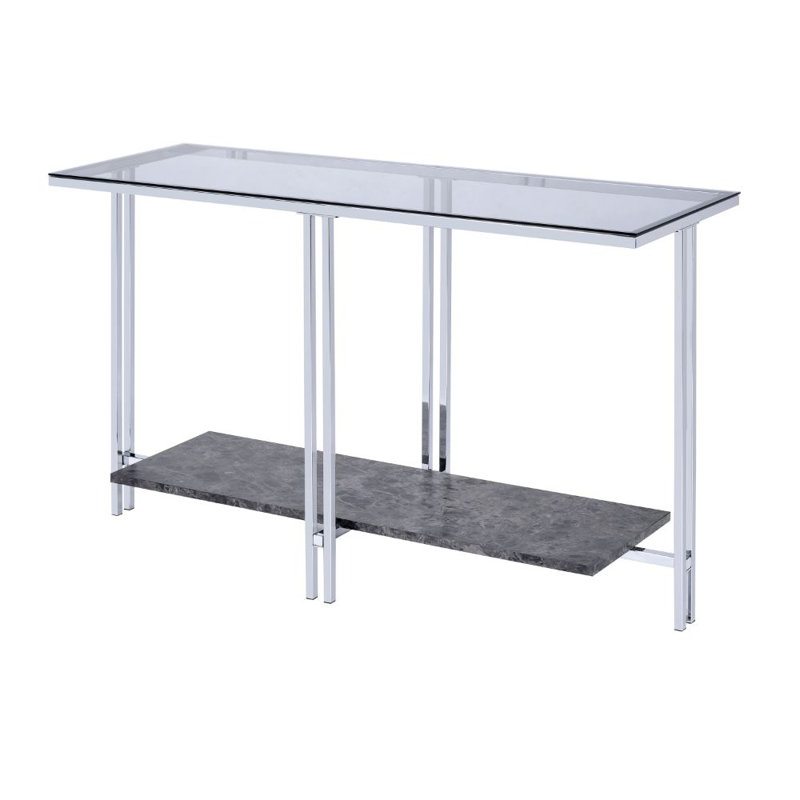 ACME Liddell Sofa Table, Chrome & Glass