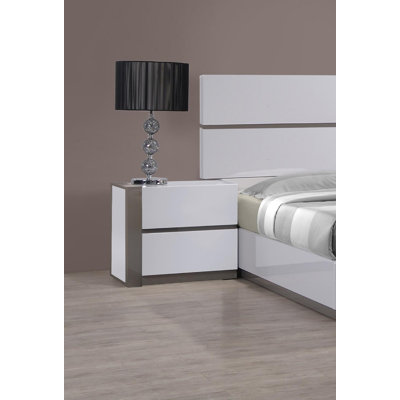 Bellemy 2 - Drawer Plastic Left Facing Nightstand in White
