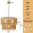 4 - Light Bohemian Natural Rattan Hand - woven 2 - Tier Drum Chandelier