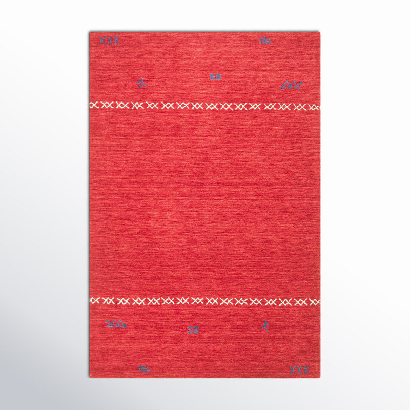 Santiago Handmade Wool Red Rug, Rectangle 2' x 3'
