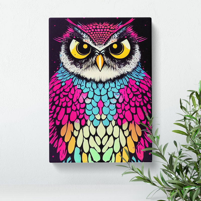 Owl In Paint No.4 - Wrapped Canvas, 76cm H x 50cm W x 3cm D