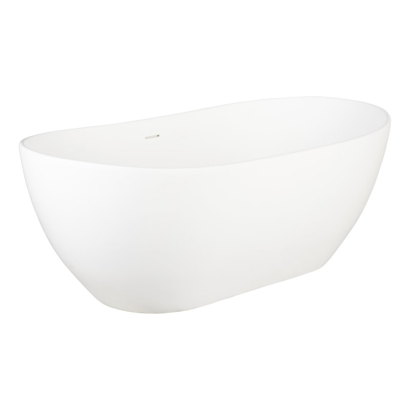 Winifred 71" Solid Surface Soaking Freestanding Tub with Integrated Drain and Overflow