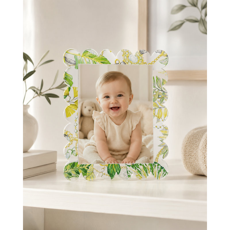 Plumeria Lemon Scalloped Acrylic Picture Frame, 7" x 9", 7" x 9"