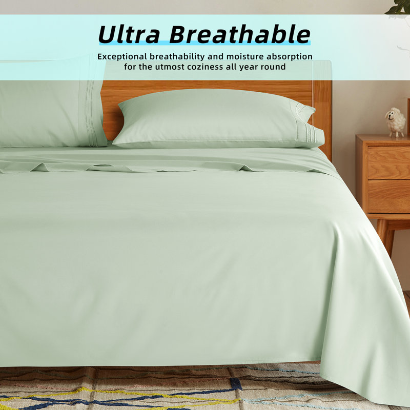 Microfiber Sheet Sets 4 Pieces, Sage Green, CalKing SheetSet 1FittedSheet & 2KingPillowcase