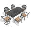 Ensemble de salle à manger 7 pièces en fonte d'aluminium toutes saisons comprenant 2 chaises pivotantes, 4 chaises et une table rectangulaire