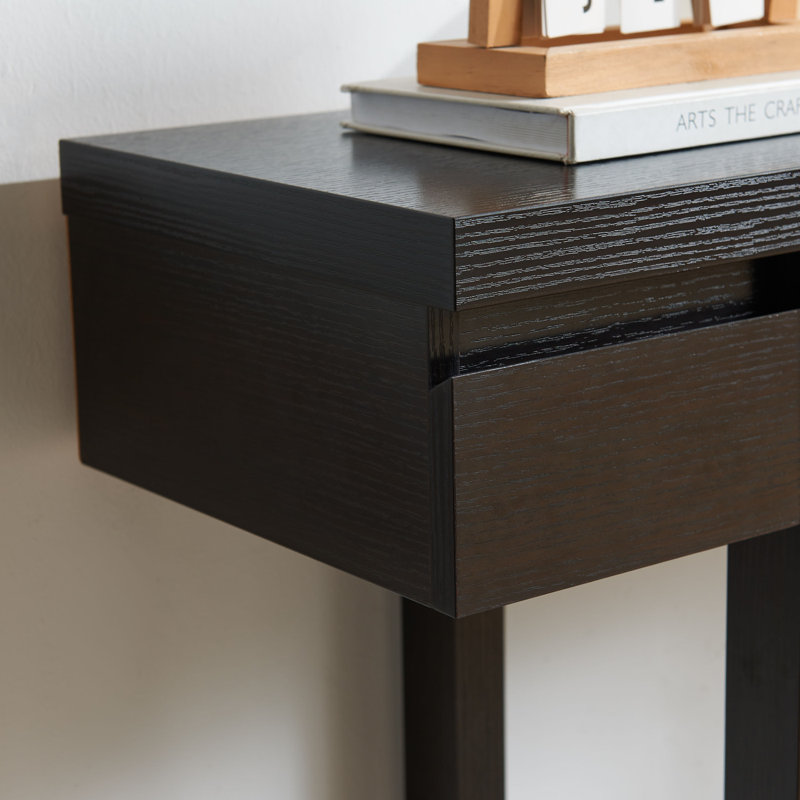 Entryway Hallway Console Table With One Drawer One Shelf Wooden Leg Frame Handleless Design