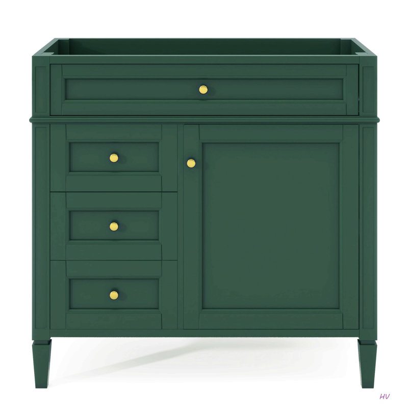 Meuble-lavabo de 36 po sans lavabo supérieur, armoire de rangement moderne avec 2 tiroirs et un tiroir basculant, structure en bois massif