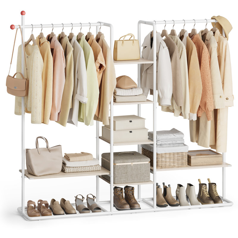 163.6cm Clothing Rack, White/Beige