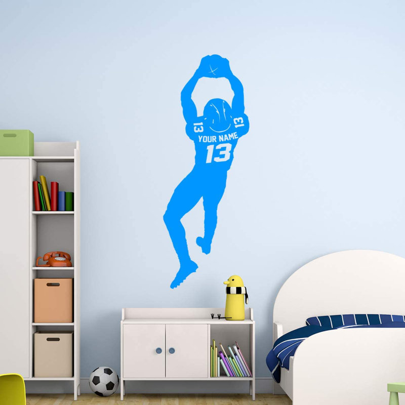 Décalcomanie murale de joueur de football Trinx avec nom personnalisé - CS48, H 24 po x l 8 po, Bleu ciel