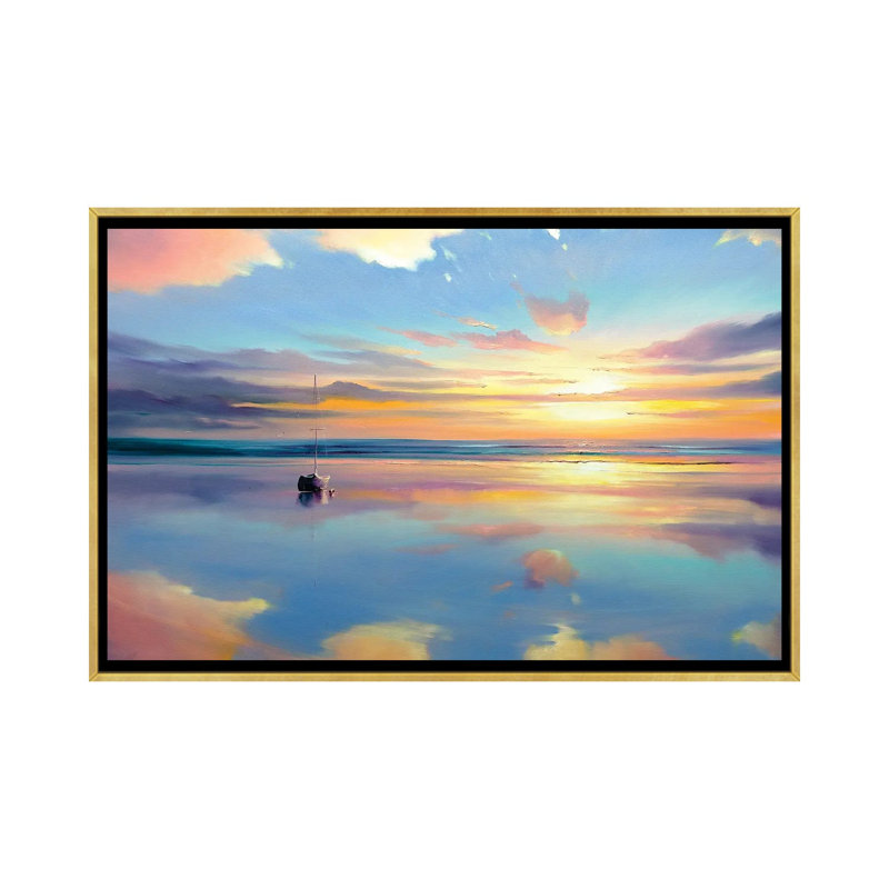 Where Sky Meets Water, 40" H x 60" W x 1.5" D, Gold Floater Framed Canvas