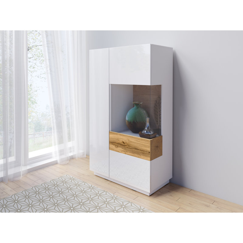 Holst 80cm Sideboard, White Gloss / Wotan Oak