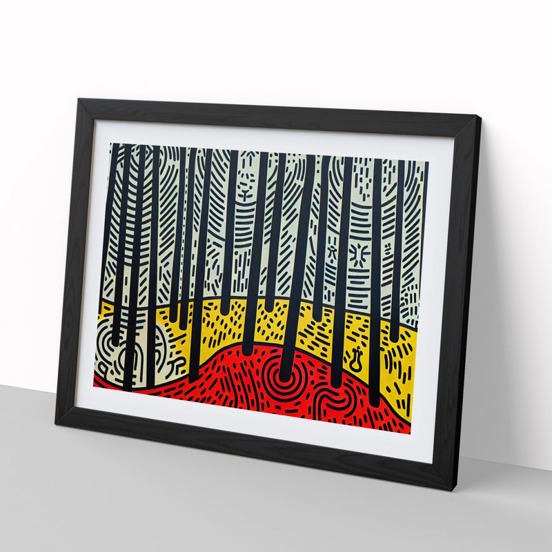 Spring Forest Pop Art Abstract - Framed Print, Black Framed, 46cm H x 64cm W x 2cm D