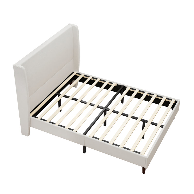 Upholstered Bed, Bed Frame with Headboard, Queen
