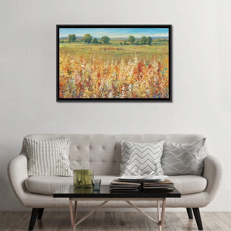 «Field I», reproduction sur toile, H 18 po x l 26 po x P 1,5 po, Toile avec cadre noir, Pas de tapis