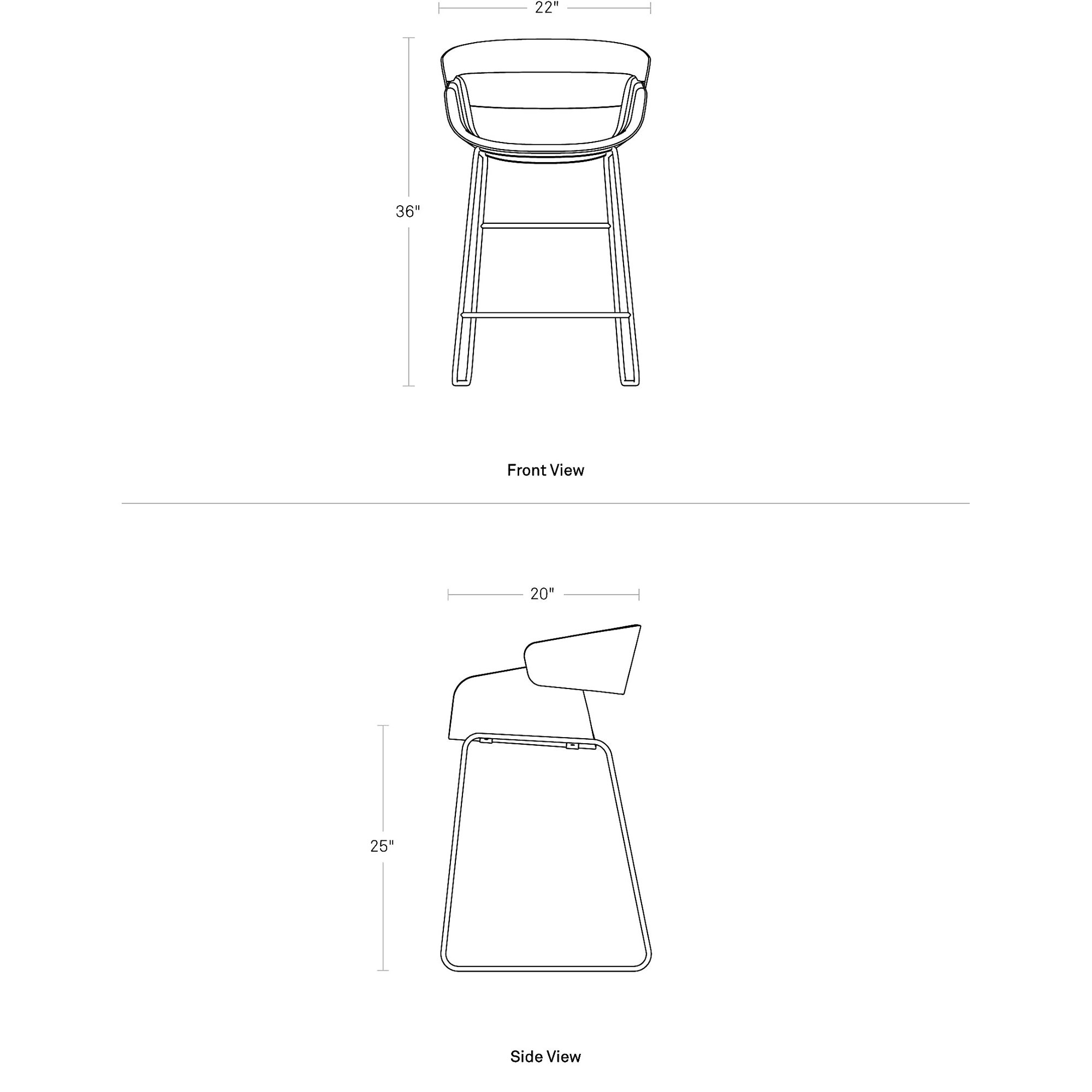 Racer Stool, Counter Stool (25" Seat Height), Polyester Blend-Maharam Mode in Machine