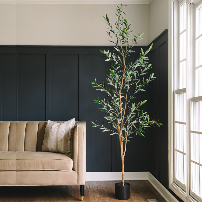Faux Olive Tree in Pot, 84" H x 7.9" W x 7.9" D