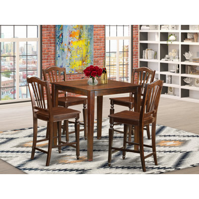 Neven 2 - Person Counter Height Rubberwood Solid Wood Dining Set