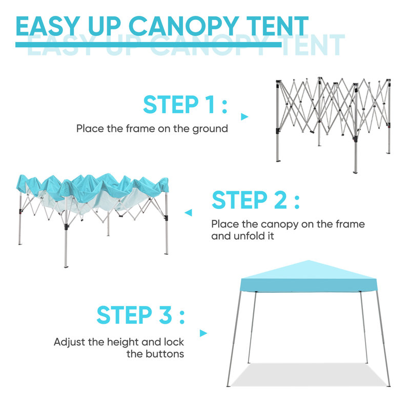 120'' W x 120'' D Metal Pop-Up Canopy, Sky Blue