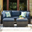Ensemble de conversation en rotin de haute qualité avec coussins 3 pièces Kaniha
