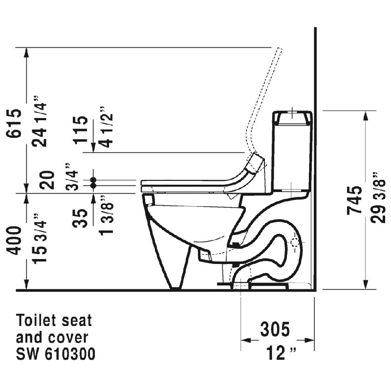 Toilette allongée une pièce Happy D.2 1,32 GPF (siège non inclus)