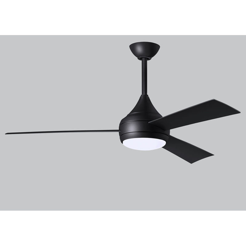 Donaire LED Outdoor Downrod Ceiling Fan, Matte Black, Matte Black
