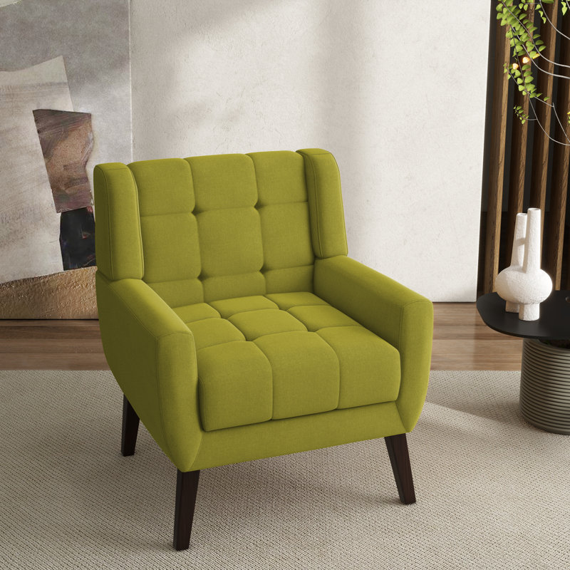 Jaqueze Upholstered Polyester Tufted Square Arm Accent chair, Polyester vert Jaqueze