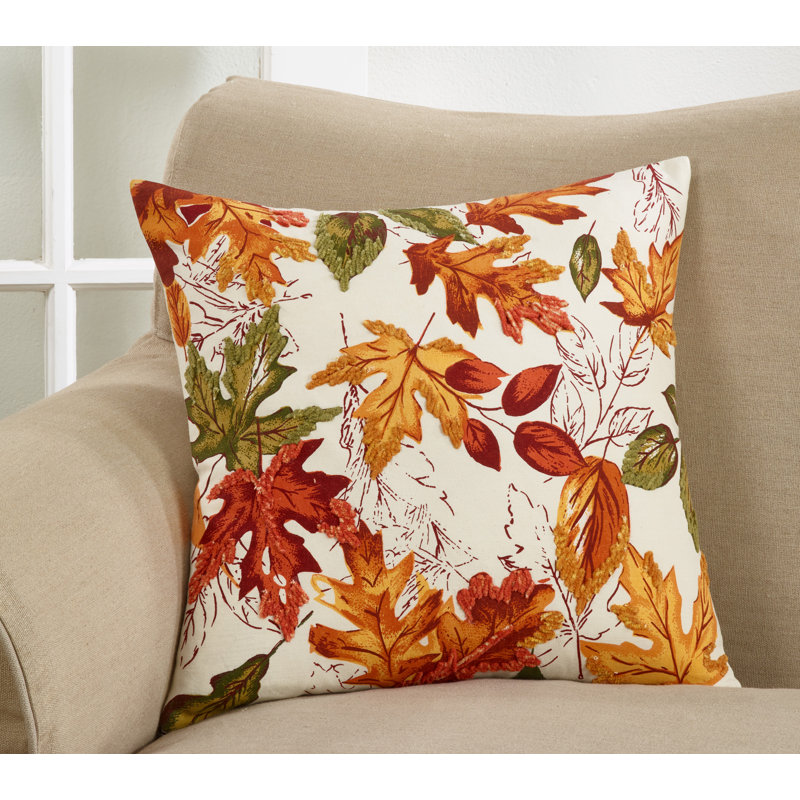 Housse de coussin en coton Fall Leaf, Plumes