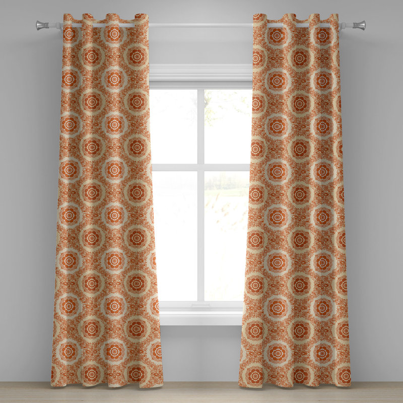 Rideau décoratif à œillets orange 2 panneaux Dakota Fields, 50 po x 84 po, orange et beige, L 50 po x L 72 po