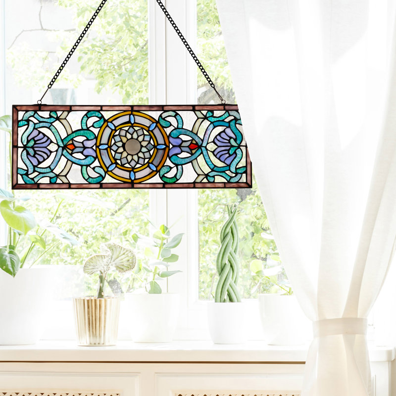 8.5"H Amalbena Rectangular Stained Glass Pub Window Panel