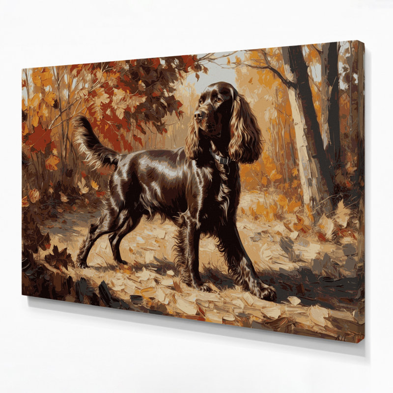 «Dogs Field Spaniel», art mural sur toile brune, 11" H x 14" W