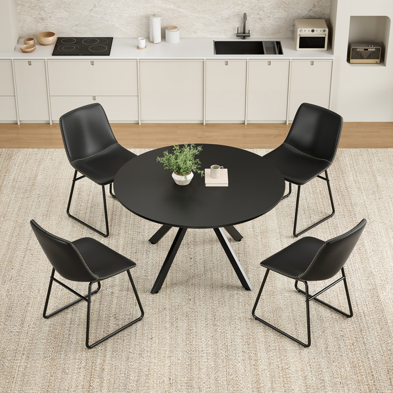 Ipke Faux Leather Upholstered Dining Chair, Black