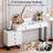Large Vanity Desk with 3 Color Touch Screen Dimming Mirror, Retractable Makeup Dressing Table-926752813