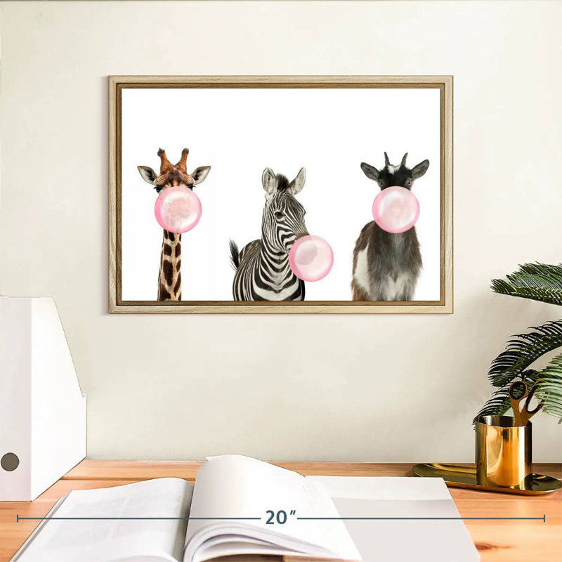 Animaux de safari Bubble Gum, Cadre flottant en bois naturel, 13 po x 9 po