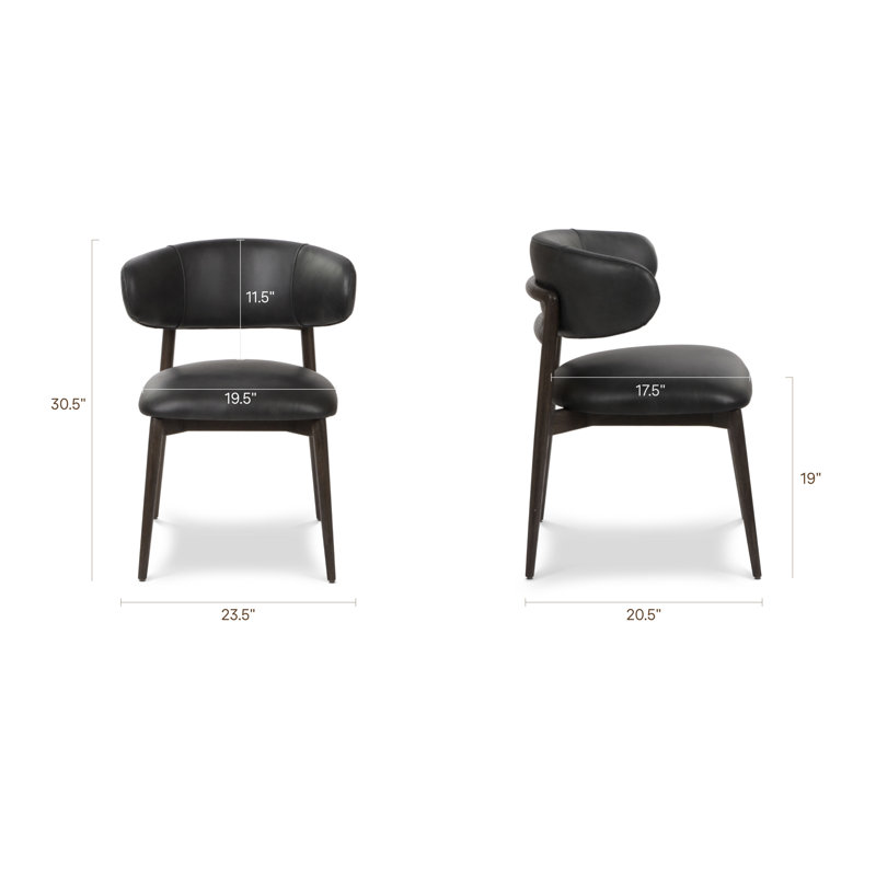 Chaise en cuir véritable Talon, Noir clair