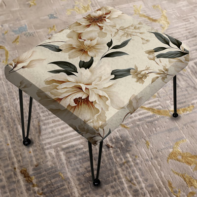 Minimalist Chic Victorian Pattern - Floral Rectangle Ottoman
