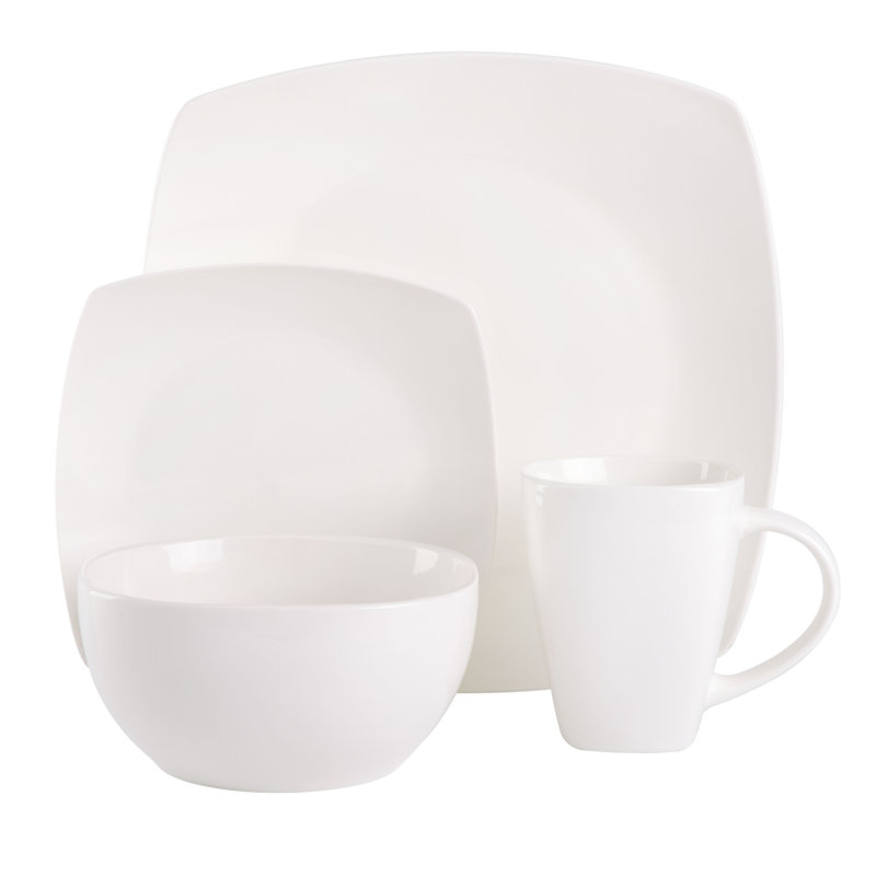 Service de table Gibson Elite Soho, service pour 4 (16 pièces), blanc