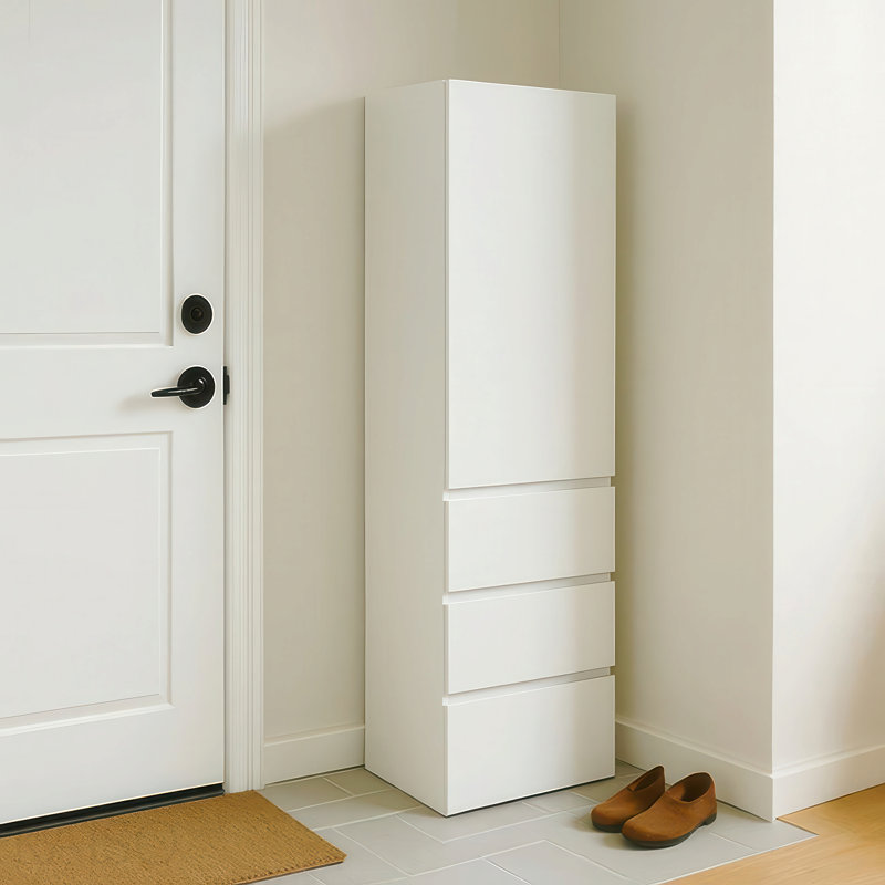 Armoire-penderie mince en bois avec tiroirs