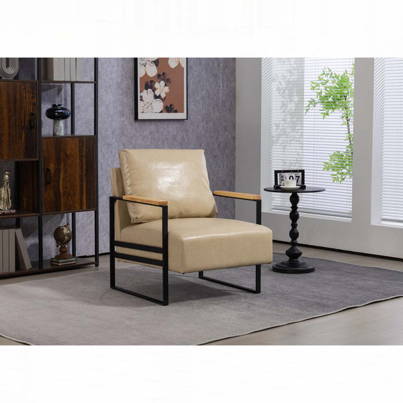 Chaise en polyuréthane pour le salon, Similicuir beige, H 33,5 po x l 30,5 po x P 28 po incorrect 
