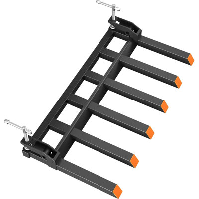 Clamp On Debris Forks for 60" Tractor Buckets - Heavy Duty 4000 lbs Capacity - Pallet Forks Attachment for Yard Waste, Limbs & Debris Removal - Fits Skid Steer Loader - Black | Add a Pair of Gloves