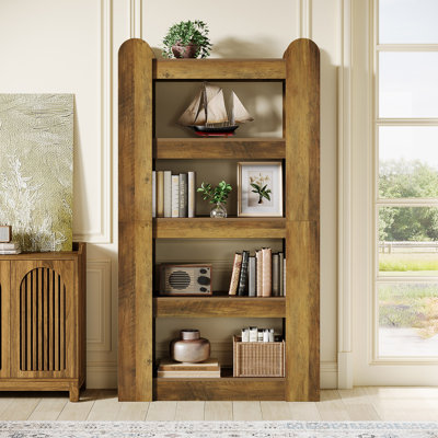70.86-inch Tall Bookshelf, 5 Tier Wooden Bookcase Display Shelf